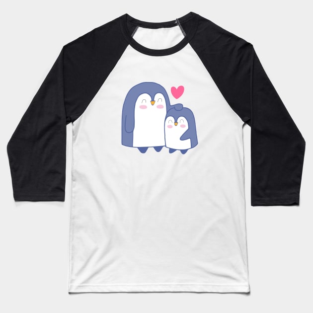 Cartoon Cute Penguin Family Art Baseball T-Shirt by MariaStore